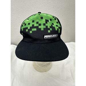 Minecraft Childrens Hat Black Green Logo Snapback Cap